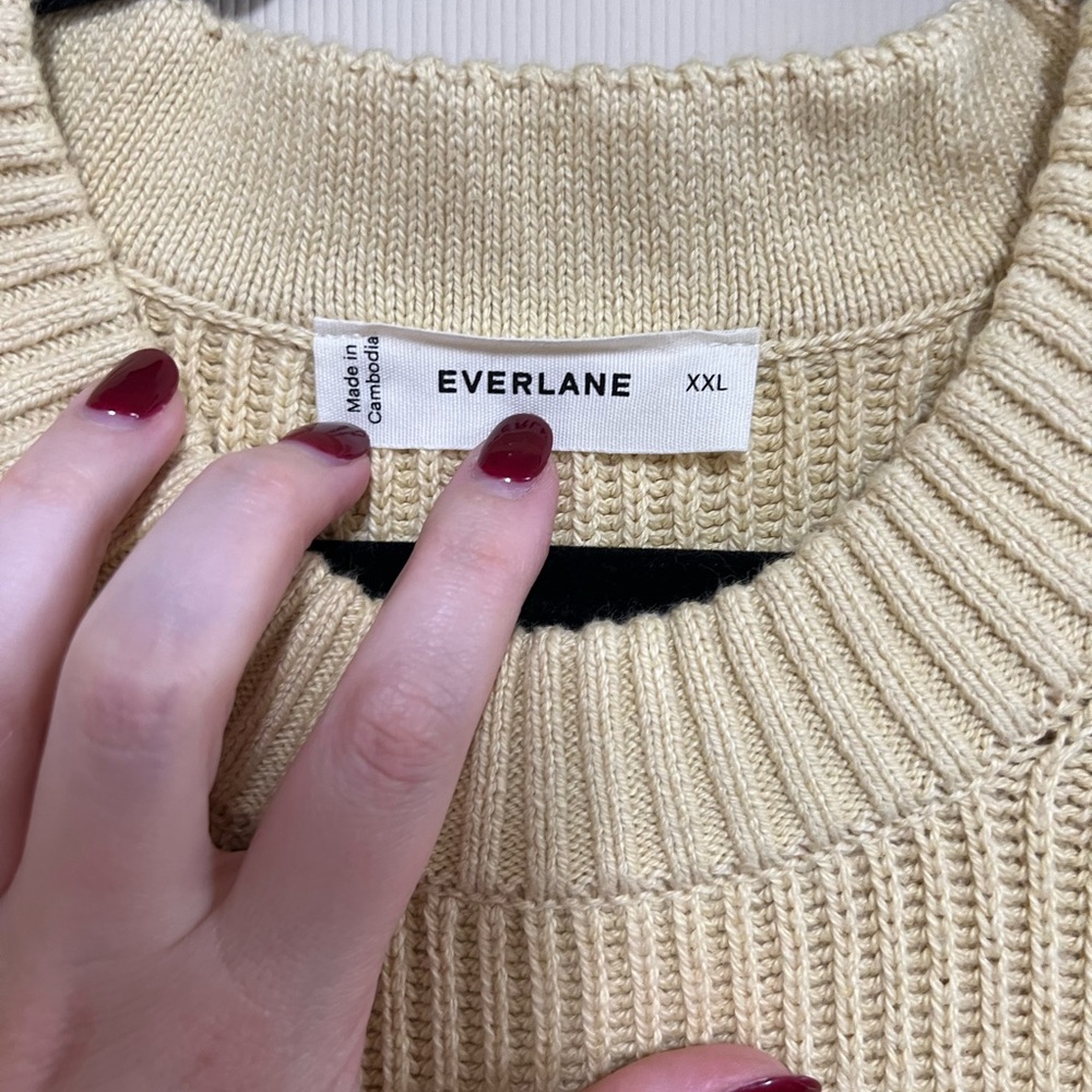 Everlane Beige Ribbed Sweater View 3